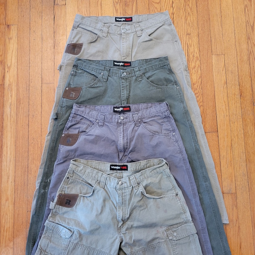 4 Wrangler Riggs‎ Workwear Cargo Pants Utility Durable Ripstop Canvas 36x30